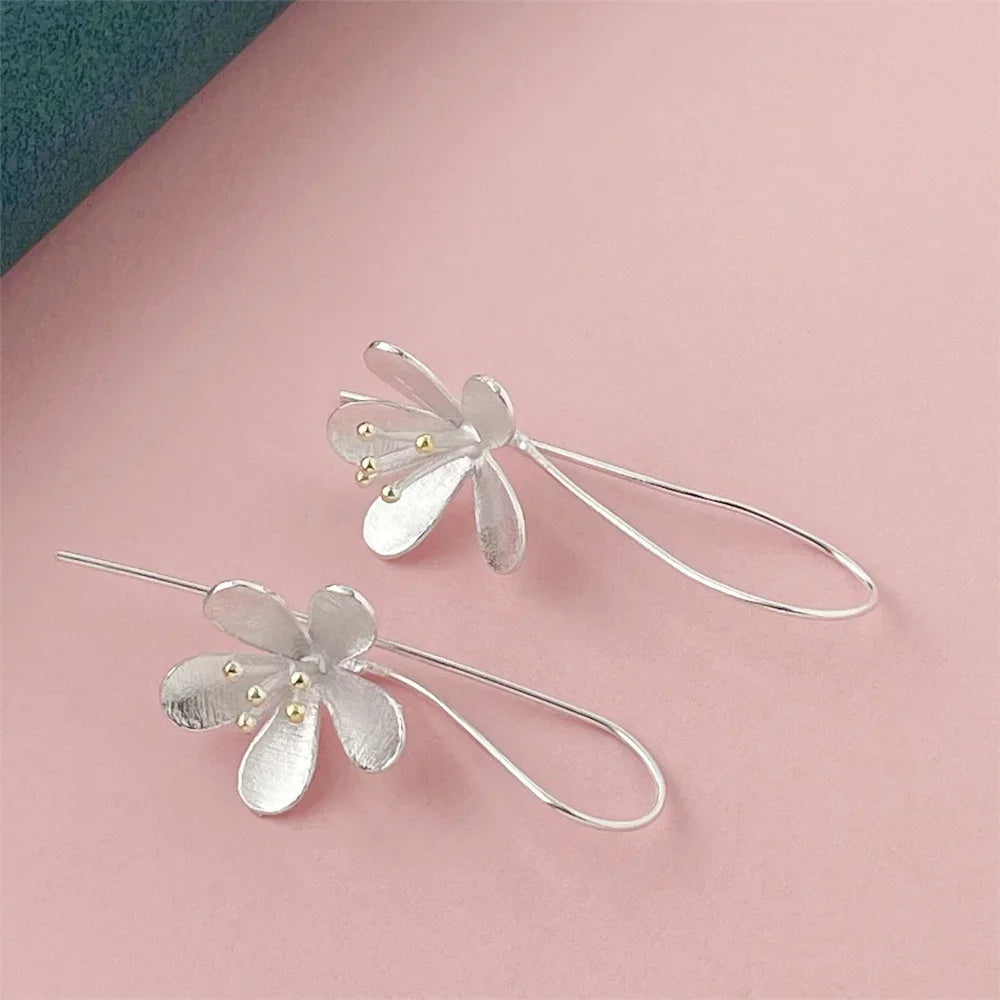 925 Silver Heart Shape Earrings Women Exquisite Student Jewelry Accessories