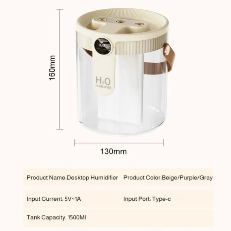 USB Small Humidifier With Three Sprays And Large Amount Of Mist/Mini Humidifier With Night Light For Bedroom Desktop Large Mist