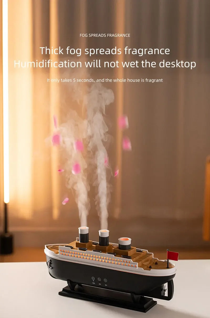 Titanic Ship Model Air Humidifier Home 250ml Remote Control Essential Oil Jellyfish Smoke Ring Spray Aroma Diffuser Humidifiers