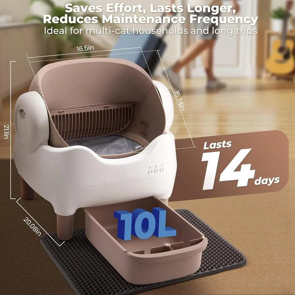 Automatic Smart Cat Litter Box Self Cleaning Pet Toilet APP Control Open Top Cat Litter Box Extra Large Space for Multiple Cat