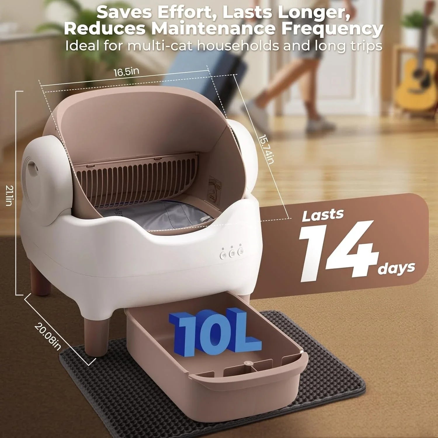 Automatic Smart Cat Litter Box Self Cleaning Pet Toilet APP Control Open Top Cat Litter Box Extra Large Space for Multiple Cat