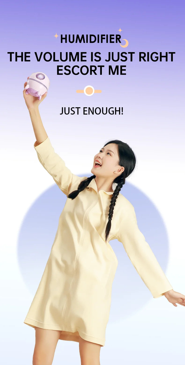 220mL Space Capsule Air Humidifier USB Plug in Rechargeable Mist Aromatherapy Water Diffuser 7 Colors Atmosphere Light