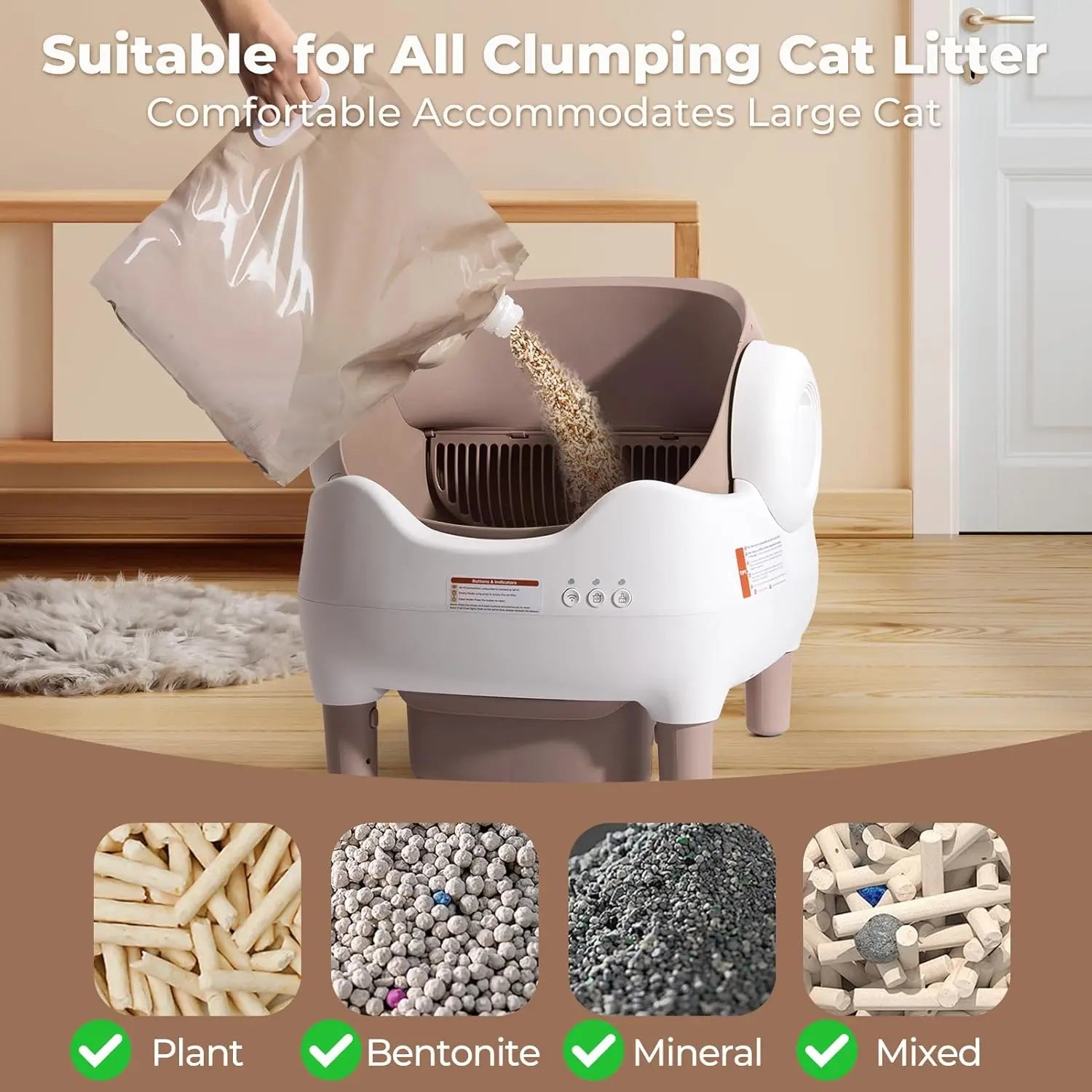 Automatic Smart Cat Litter Box Self Cleaning Pet Toilet APP Control Open Top Cat Litter Box Extra Large Space for Multiple Cat