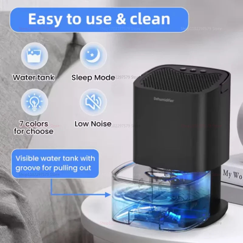 Smart Compact Air Purifier & Dehumidifier Ideal for Home Office Bedroom Kitchen Living Room Mini Unit with Deodorizer EU/US Plug