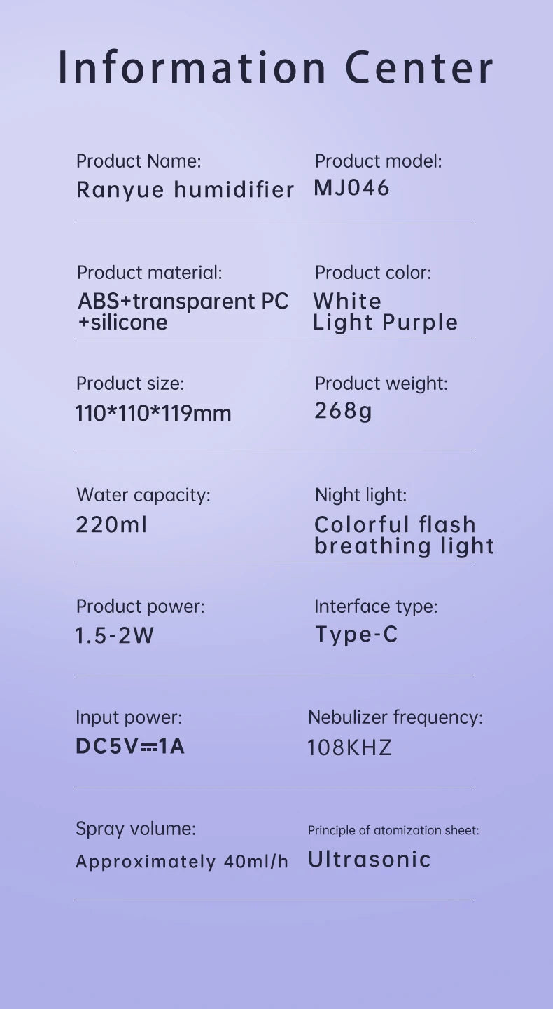 220mL Space Capsule Air Humidifier USB Plug in Rechargeable Mist Aromatherapy Water Diffuser 7 Colors Atmosphere Light