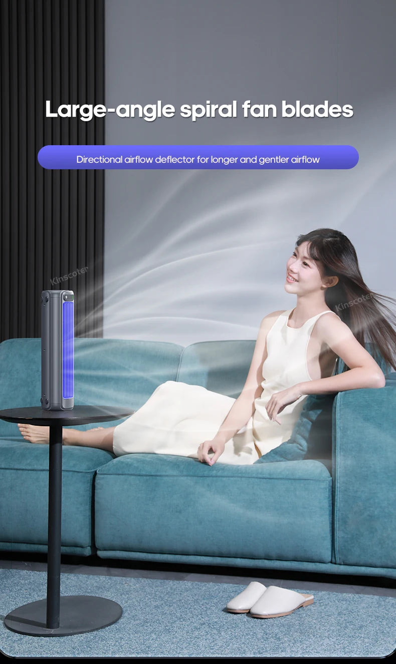 KINSCOTER Portable Air Conditioner Fan 2000mAh Quiet Desktop Tower Fan Wall Non-drilling Circulating Fan 3 Speeds Adjustable