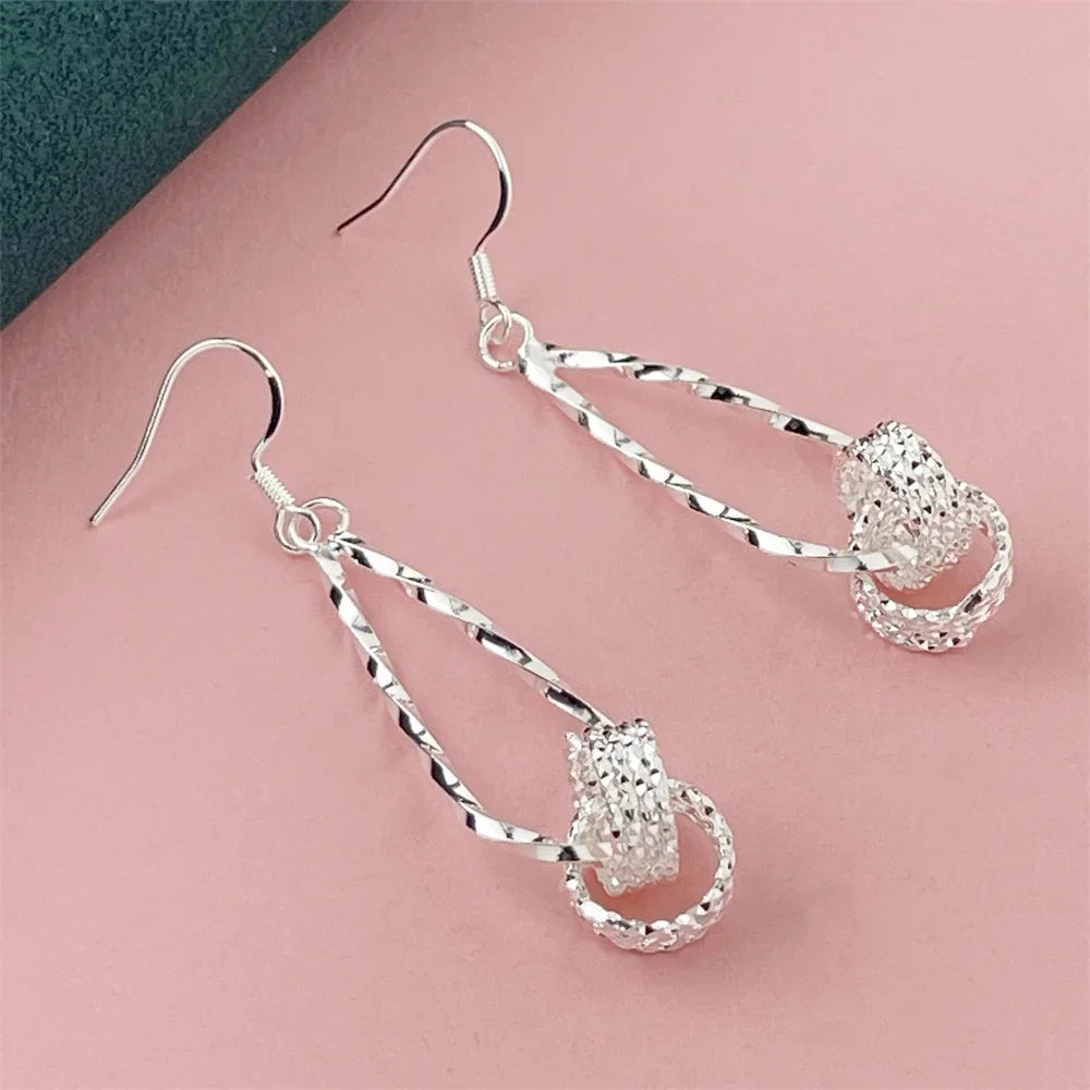 925 Silver Heart Shape Earrings Women Exquisite Student Jewelry Accessories