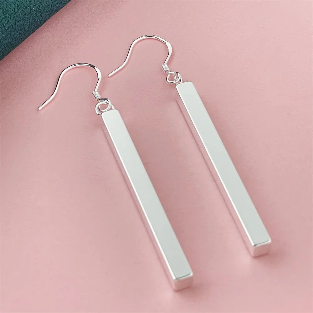 925 Silver Heart Shape Earrings Women Exquisite Student Jewelry Accessories