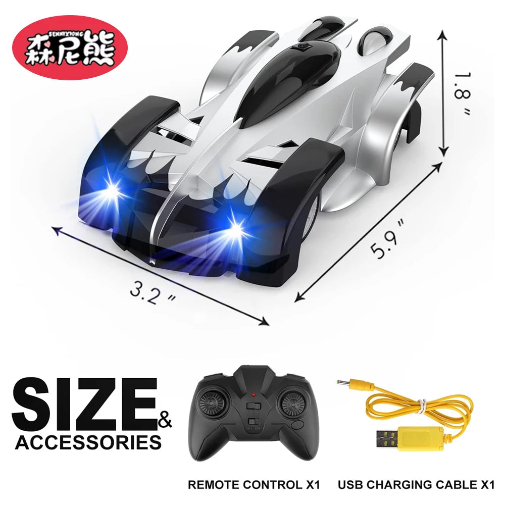 SENNIXIONG RC 1:24 Wall Climbing Car With Light Anti Gravity 360 Rotating Model Electric Stunt Drifting Vehicle Toy for Children