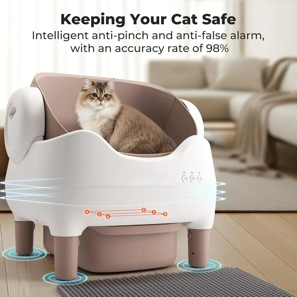 Automatic Smart Cat Litter Box Self Cleaning Pet Toilet APP Control Open Top Cat Litter Box Extra Large Space for Multiple Cat