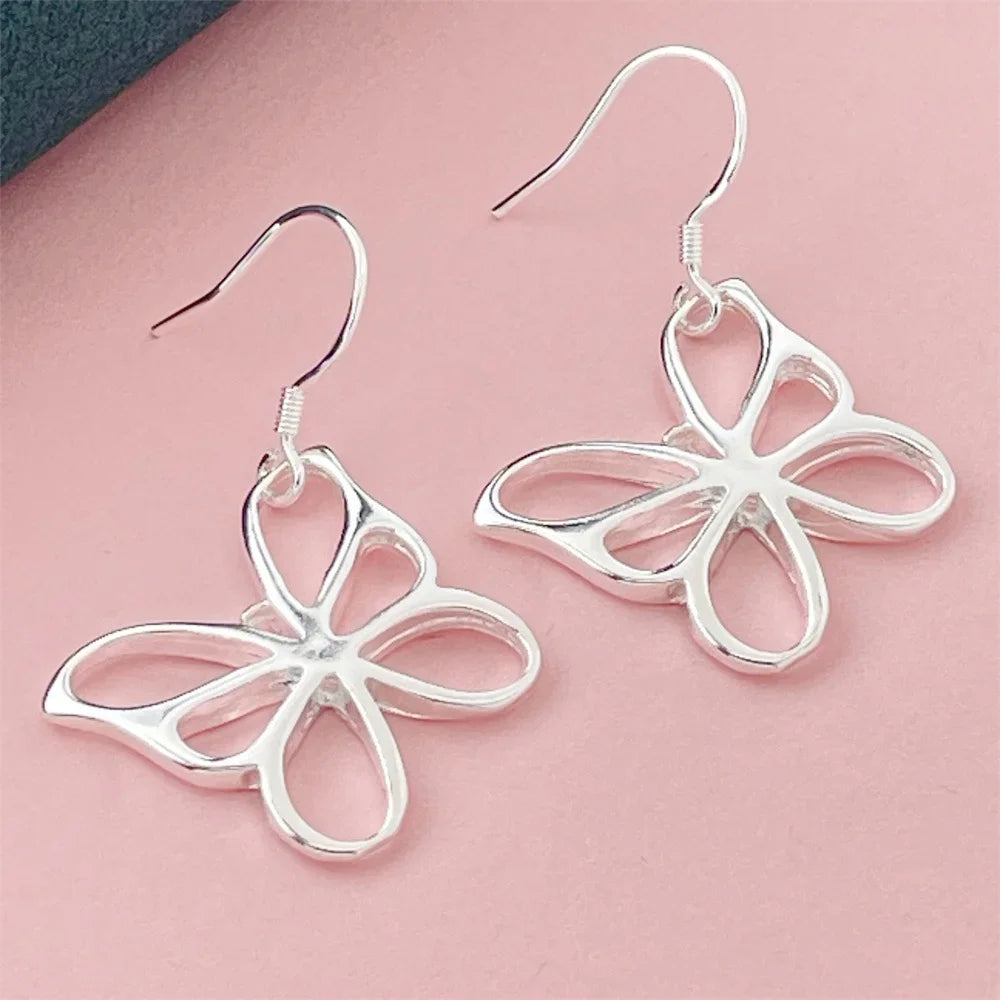 925 Silver Heart Shape Earrings Women Exquisite Student Jewelry Accessories