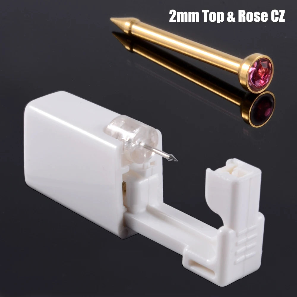 Disposable Safe Sterile Piercing Unit For Nose Studs Piercing Gun Tool Machine Kit Stud CZ Earrings Body Jewelry Easy Used 0.8mm