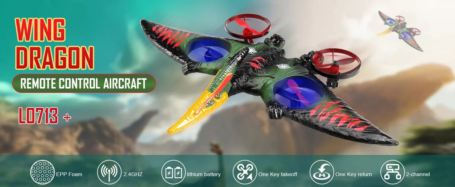 2.4G L0712 High - Performance RC Plane: Gravity - Sensing EPP Foam Fighter Glider Helicopter with Light, Ideal Gift for Boys