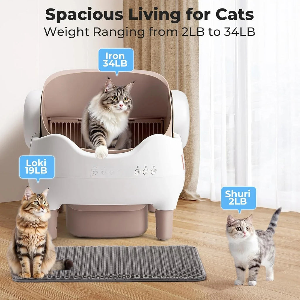 Automatic Smart Cat Litter Box Self Cleaning Pet Toilet APP Control Open Top Cat Litter Box Extra Large Space for Multiple Cat