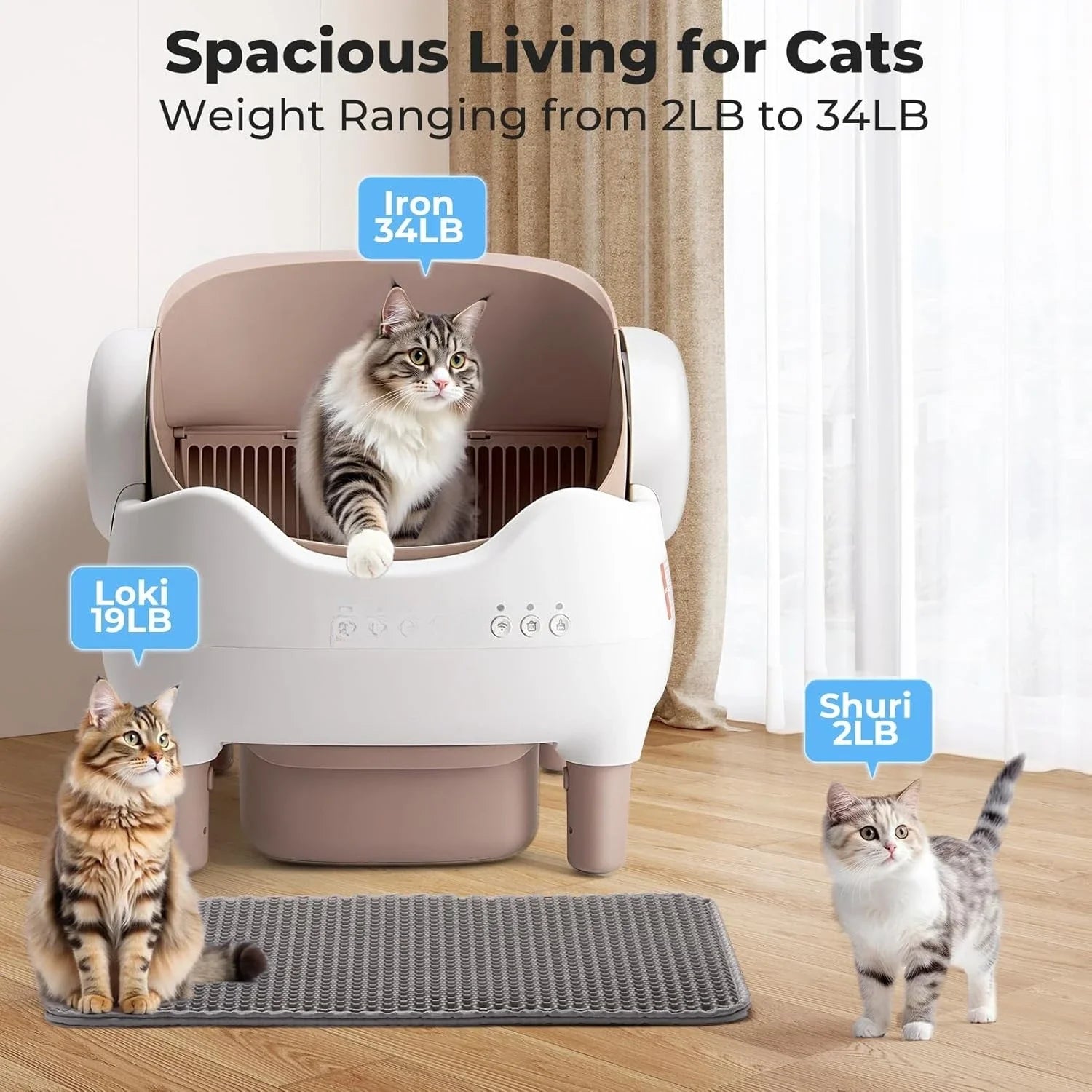 Automatic Smart Cat Litter Box Self Cleaning Pet Toilet APP Control Open Top Cat Litter Box Extra Large Space for Multiple Cat