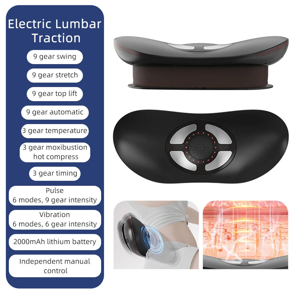 Electric Waist Traction Massager Height Adjustable Lumbar Traction Massager Waist Spine Support Waist Back Massage Machine
