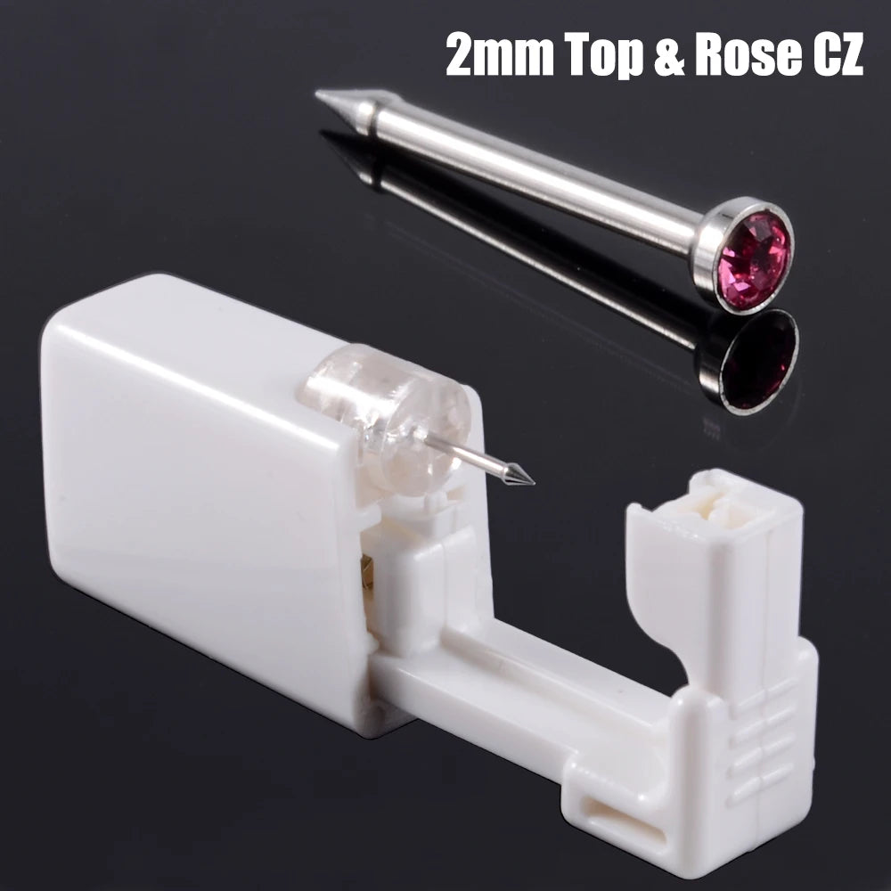 Disposable Safe Sterile Piercing Unit For Nose Studs Piercing Gun Tool Machine Kit Stud CZ Earrings Body Jewelry Easy Used 0.8mm