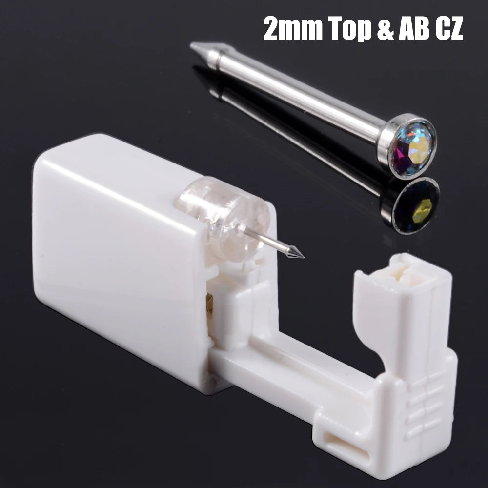 Disposable Safe Sterile Piercing Unit For Nose Studs Piercing Gun Tool Machine Kit Stud CZ Earrings Body Jewelry Easy Used 0.8mm