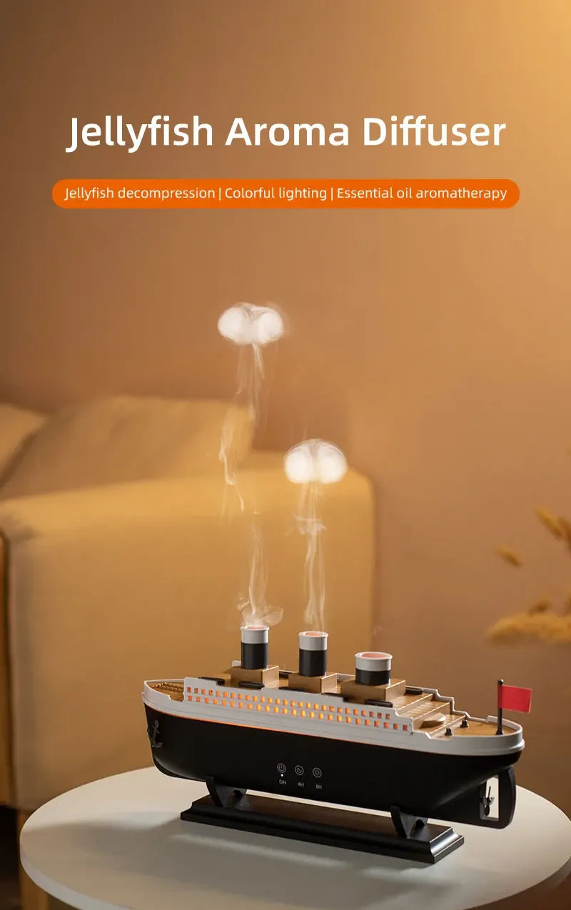 Titanic Ship Model Air Humidifier Home 250ml Remote Control Essential Oil Jellyfish Smoke Ring Spray Aroma Diffuser Humidifiers