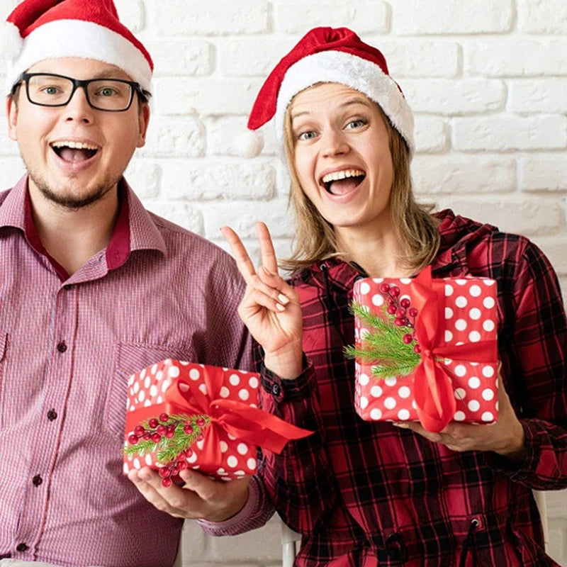 10Pcs Christmas Decoration Artificial Pine Branches Holly Berries Red Berry Branches for Christmas Tree Wreath Gifts Decoration