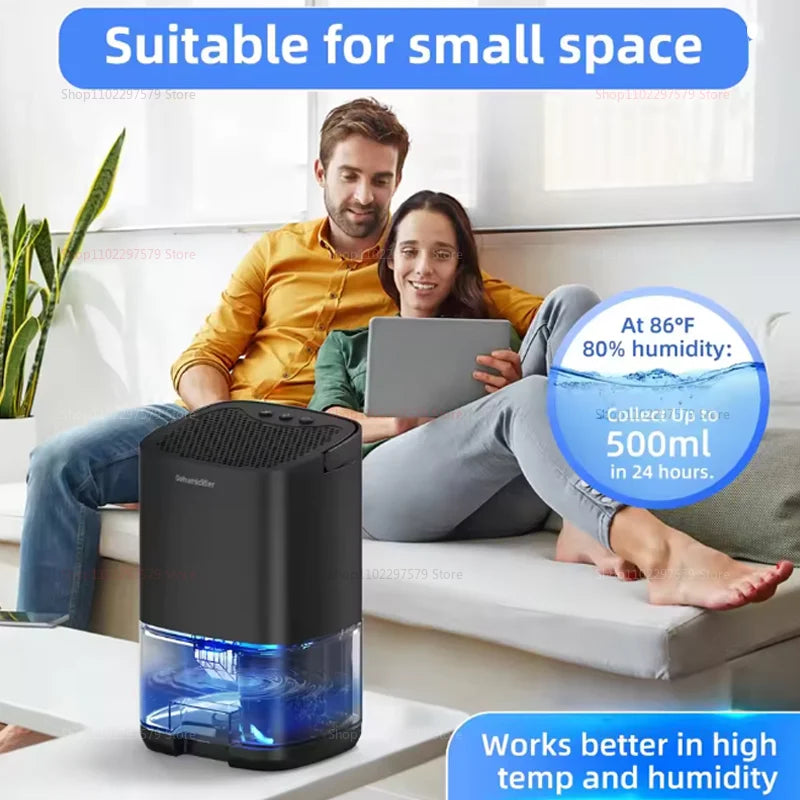 Smart Compact Air Purifier & Dehumidifier Ideal for Home Office Bedroom Kitchen Living Room Mini Unit with Deodorizer EU/US Plug