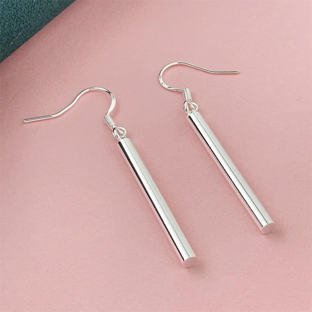 925 Silver Heart Shape Earrings Women Exquisite Student Jewelry Accessories