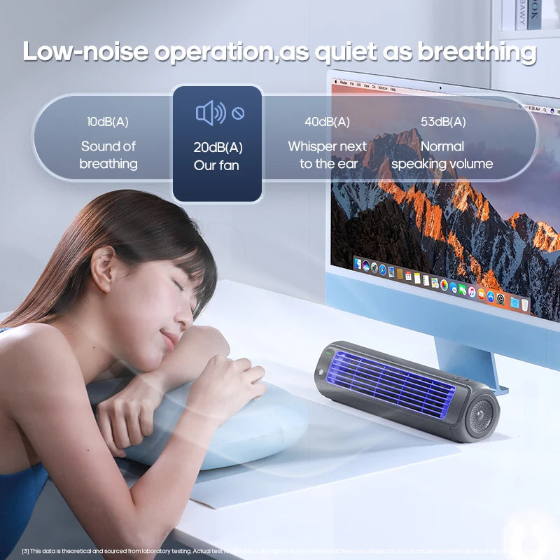 KINSCOTER Portable Air Conditioner Fan 2000mAh Quiet Desktop Tower Fan Wall Non-drilling Circulating Fan 3 Speeds Adjustable