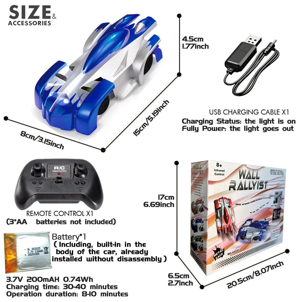 SENNIXIONG RC 1:24 Wall Climbing Car With Light Anti Gravity 360 Rotating Model Electric Stunt Drifting Vehicle Toy for Children