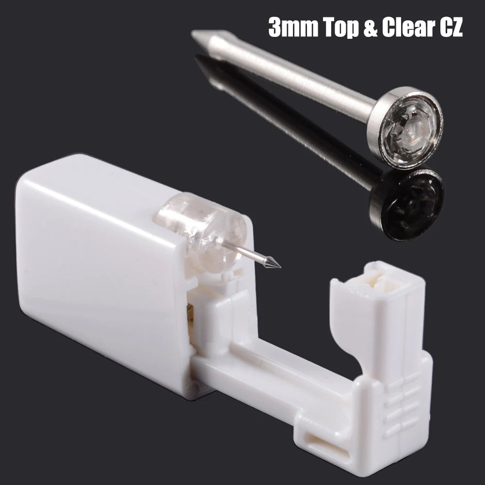 Disposable Safe Sterile Piercing Unit For Nose Studs Piercing Gun Tool Machine Kit Stud CZ Earrings Body Jewelry Easy Used 0.8mm