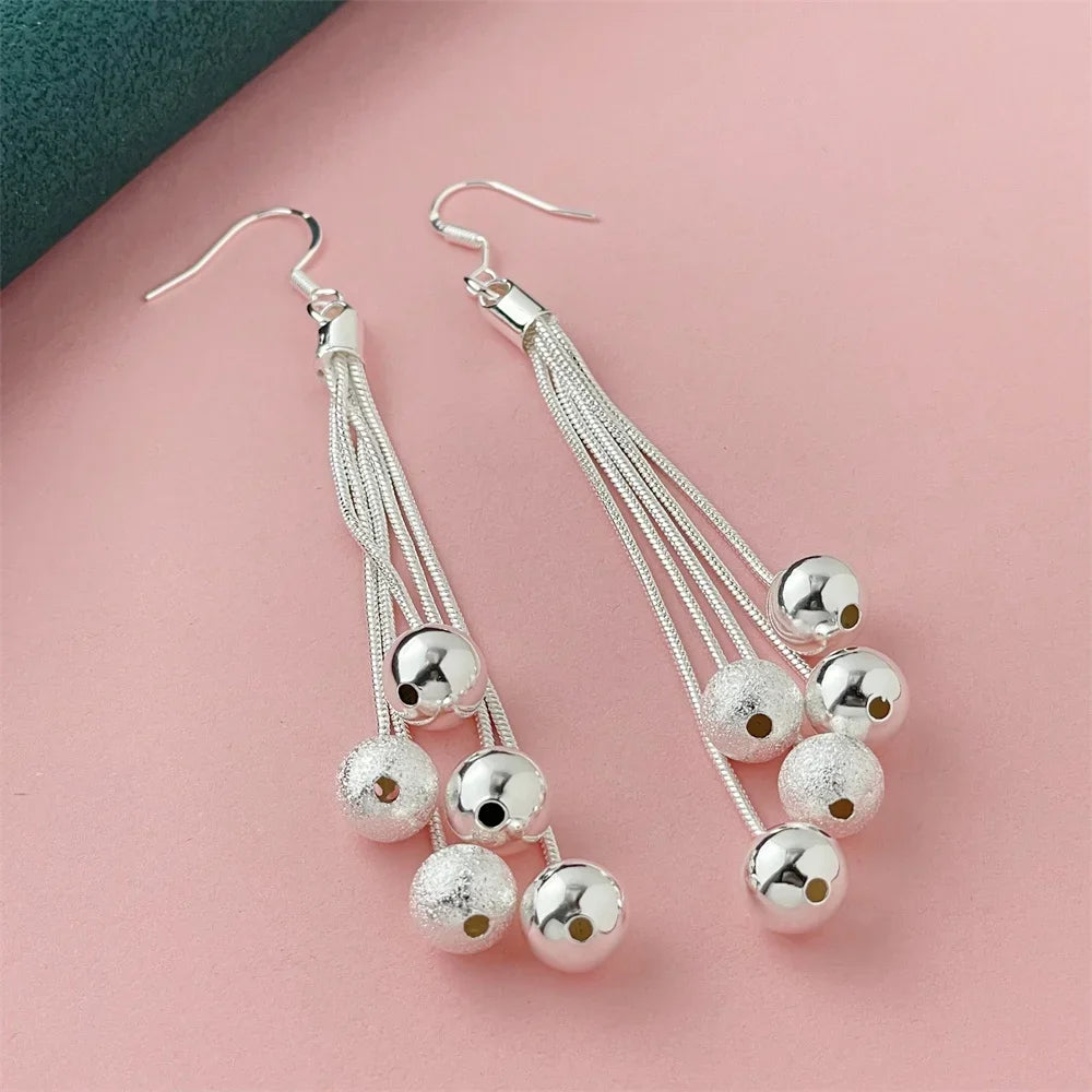 925 Silver Heart Shape Earrings Women Exquisite Student Jewelry Accessories