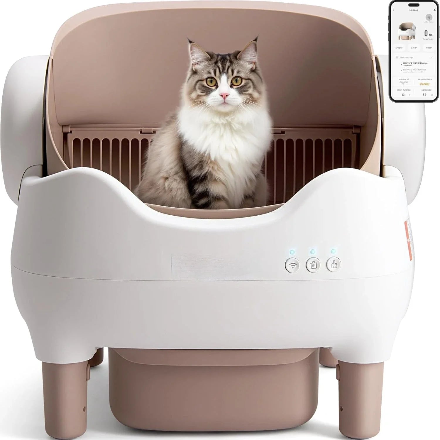 Automatic Smart Cat Litter Box Self Cleaning Pet Toilet APP Control Open Top Cat Litter Box Extra Large Space for Multiple Cat