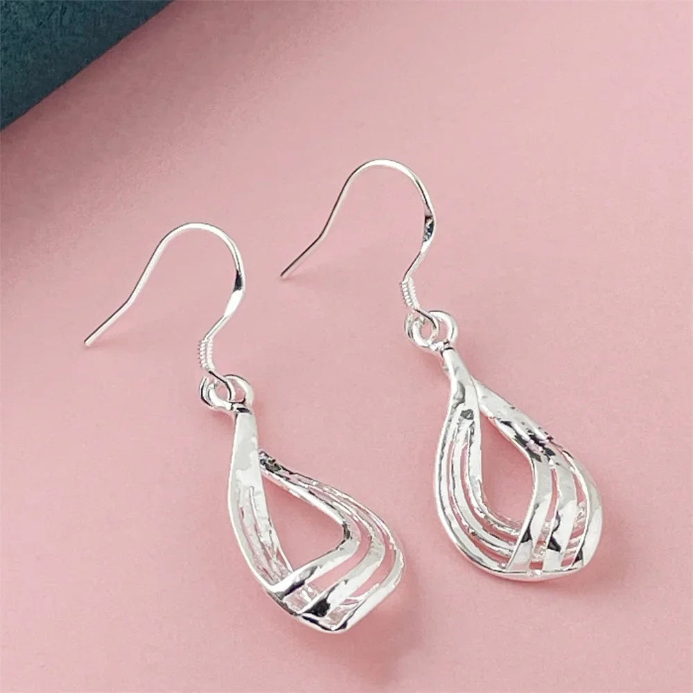 925 Silver Heart Shape Earrings Women Exquisite Student Jewelry Accessories
