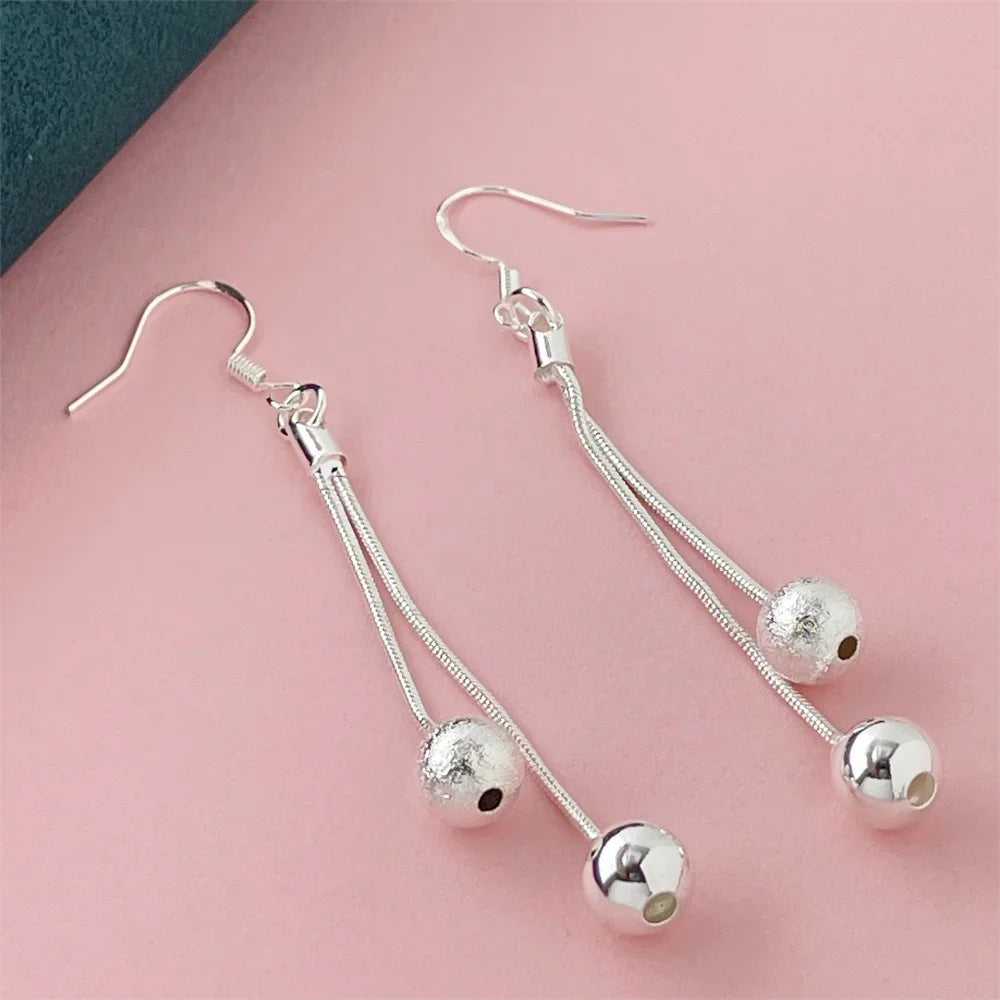 925 Silver Heart Shape Earrings Women Exquisite Student Jewelry Accessories