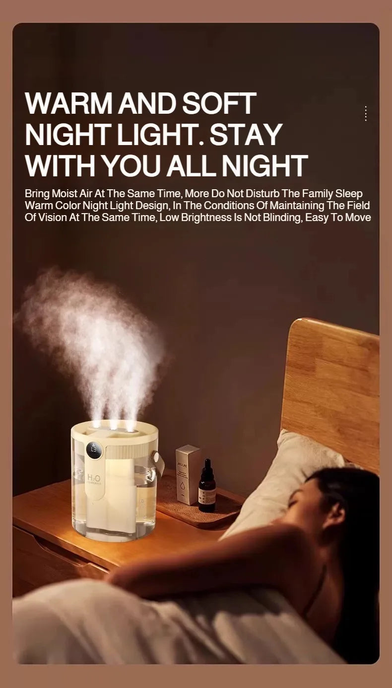 USB Small Humidifier With Three Sprays And Large Amount Of Mist/Mini Humidifier With Night Light For Bedroom Desktop Large Mist