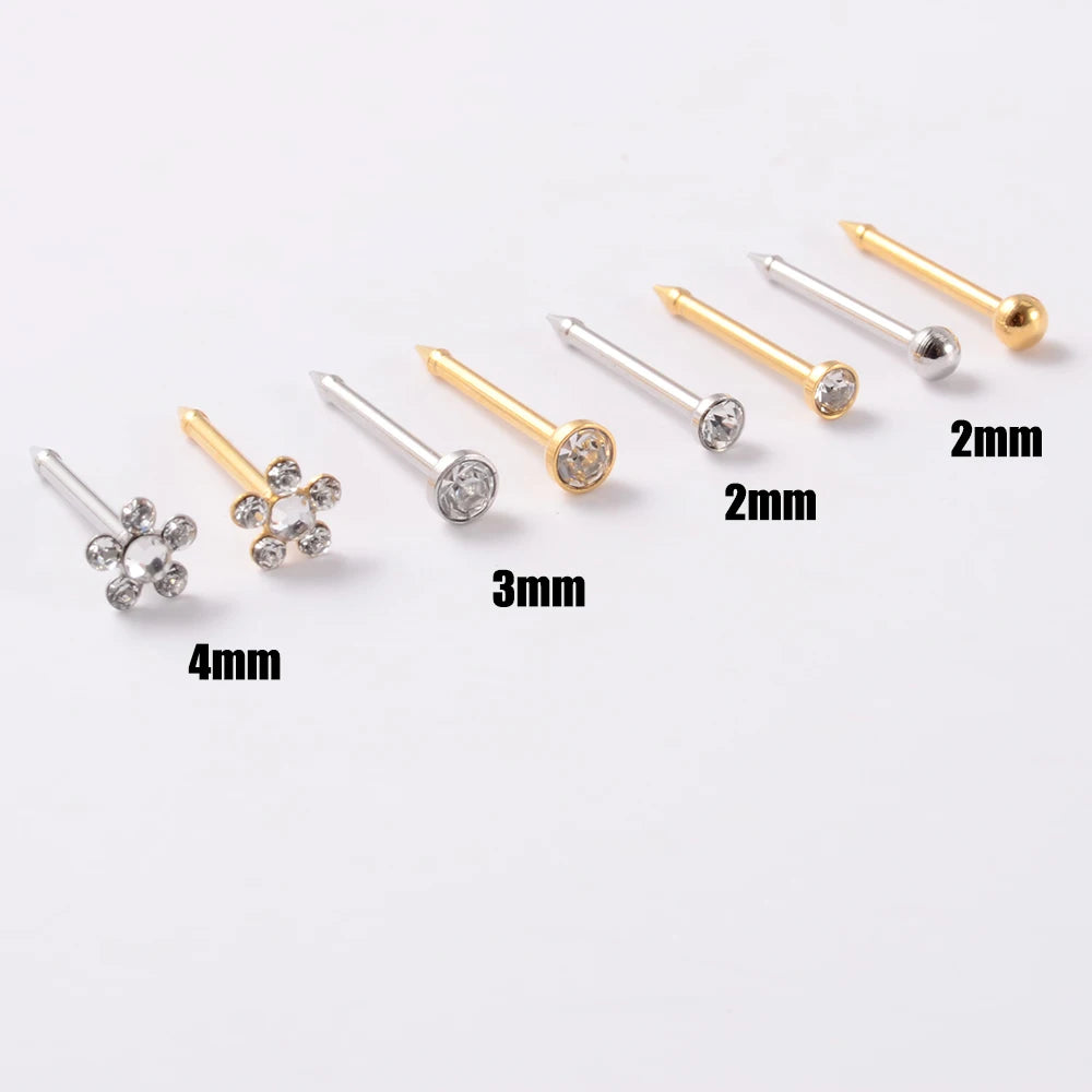 Disposable Safe Sterile Piercing Unit For Nose Studs Piercing Gun Tool Machine Kit Stud CZ Earrings Body Jewelry Easy Used 0.8mm