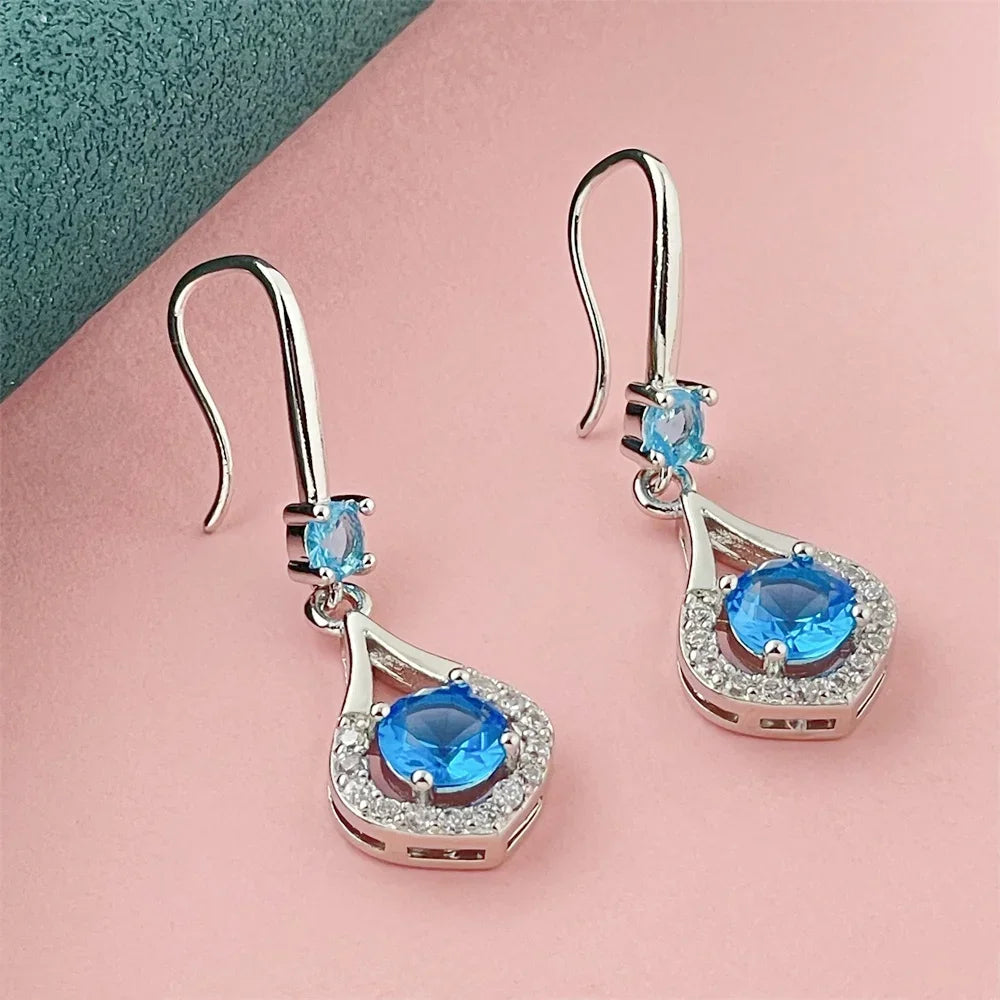 925 Silver Heart Shape Earrings Women Exquisite Student Jewelry Accessories