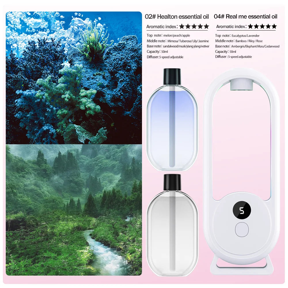 Rechargeable portable aroma diffuser Essential Oil Aromatherapy machine Timed air freshener to remove odors 5 modes timed spray