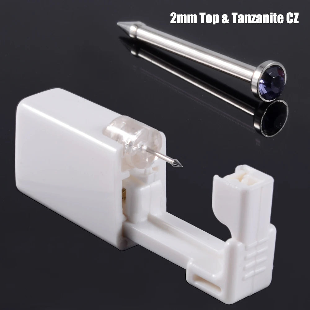 Disposable Safe Sterile Piercing Unit For Nose Studs Piercing Gun Tool Machine Kit Stud CZ Earrings Body Jewelry Easy Used 0.8mm