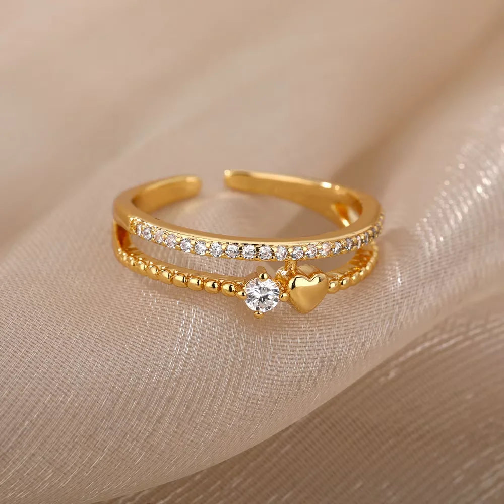 Chic Gold Zircon Ring for Women – Fashion Stainless Steel Jewelry