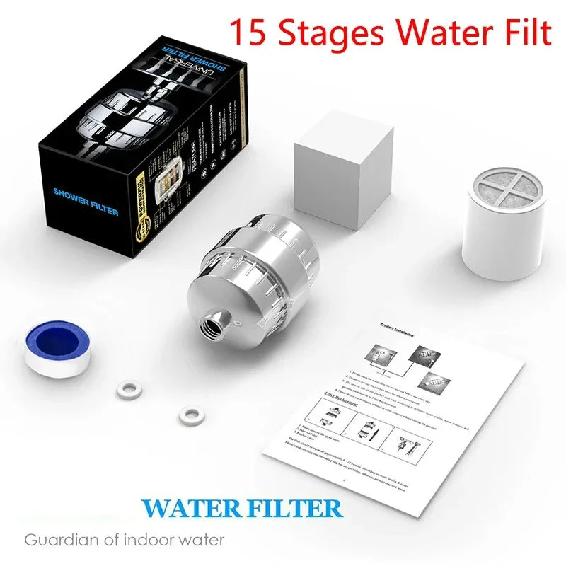 20 Stage Shower Hard Water Purification Filter Showerhead Activated Carbon Water Purifier Chlorine Removal Reduce Dry Itchy Skin