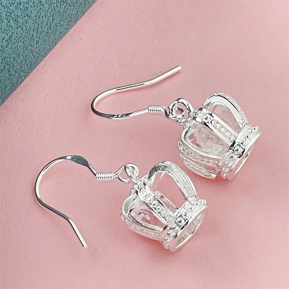 925 Silver Heart Shape Earrings Women Exquisite Student Jewelry Accessories