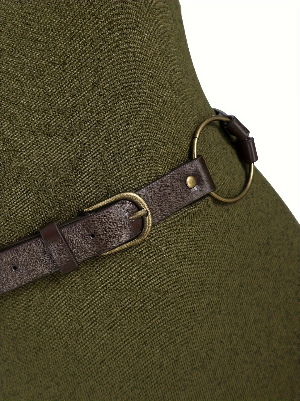 European and American fashion women's temperament commuter pile collar solid color knitted dress