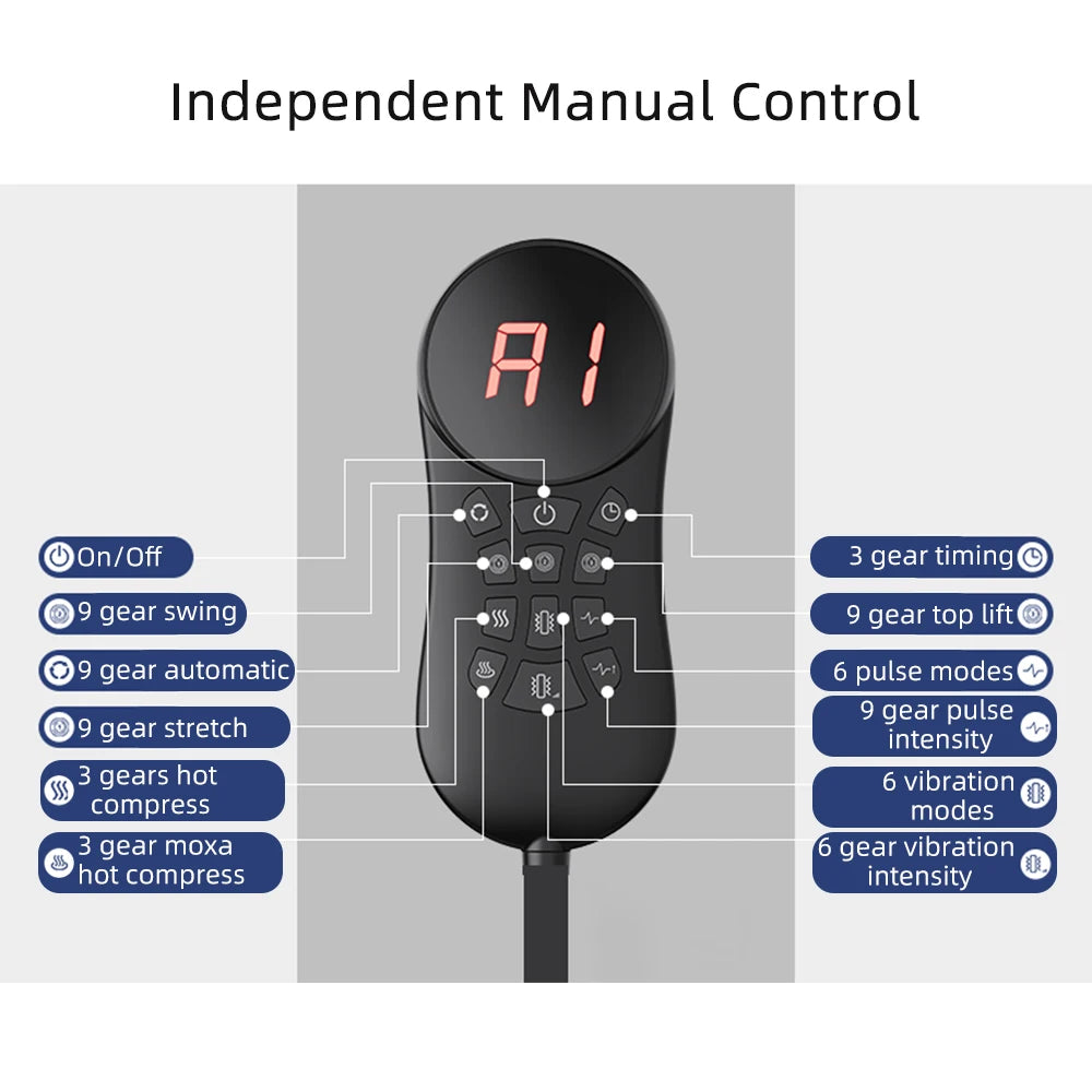 Electric Waist Traction Massager Height Adjustable Lumbar Traction Massager Waist Spine Support Waist Back Massage Machine