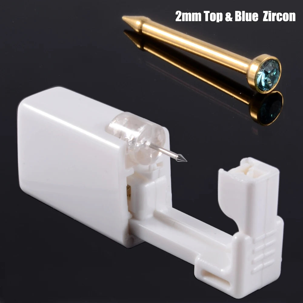 Disposable Safe Sterile Piercing Unit For Nose Studs Piercing Gun Tool Machine Kit Stud CZ Earrings Body Jewelry Easy Used 0.8mm