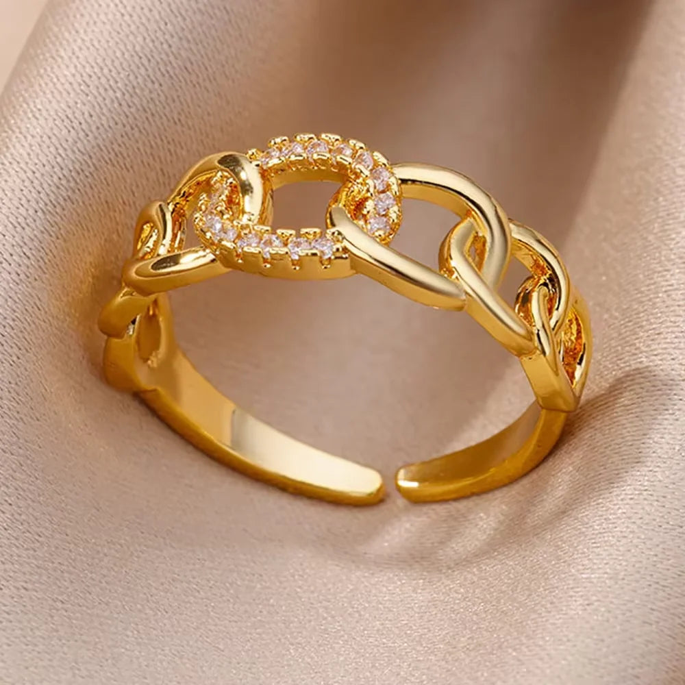 Chic Gold Zircon Ring for Women – Fashion Stainless Steel Jewelry
