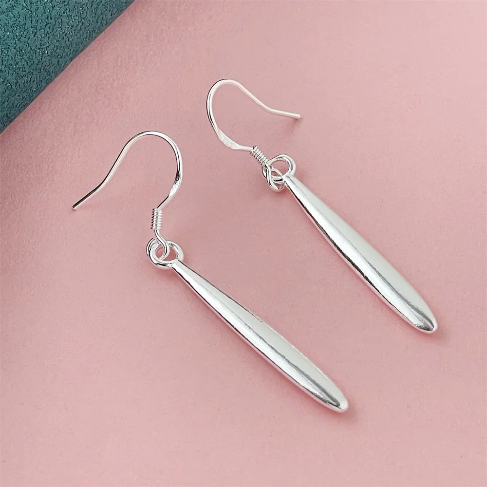 925 Silver Heart Shape Earrings Women Exquisite Student Jewelry Accessories