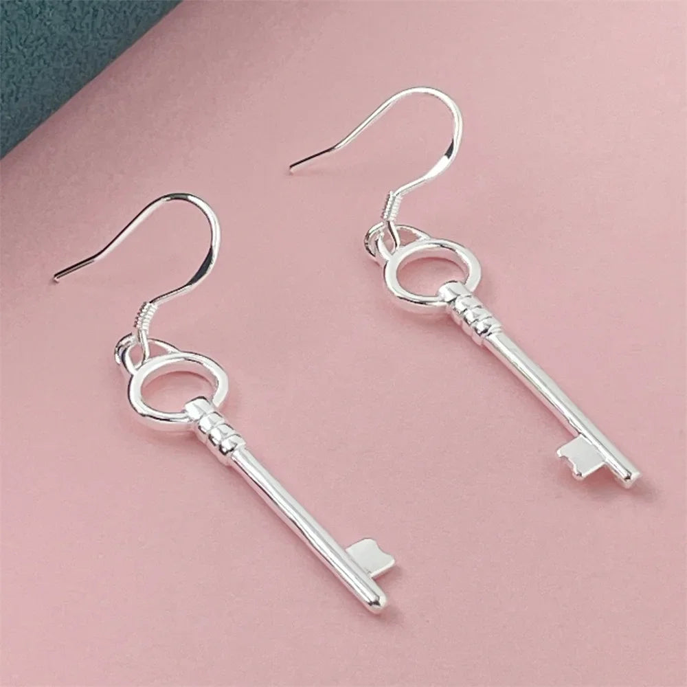 925 Silver Heart Shape Earrings Women Exquisite Student Jewelry Accessories