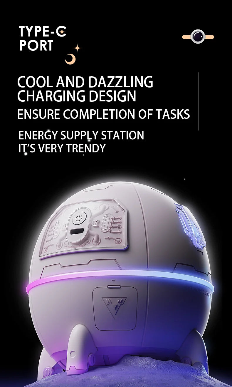 220mL Space Capsule Air Humidifier USB Plug in Rechargeable Mist Aromatherapy Water Diffuser 7 Colors Atmosphere Light