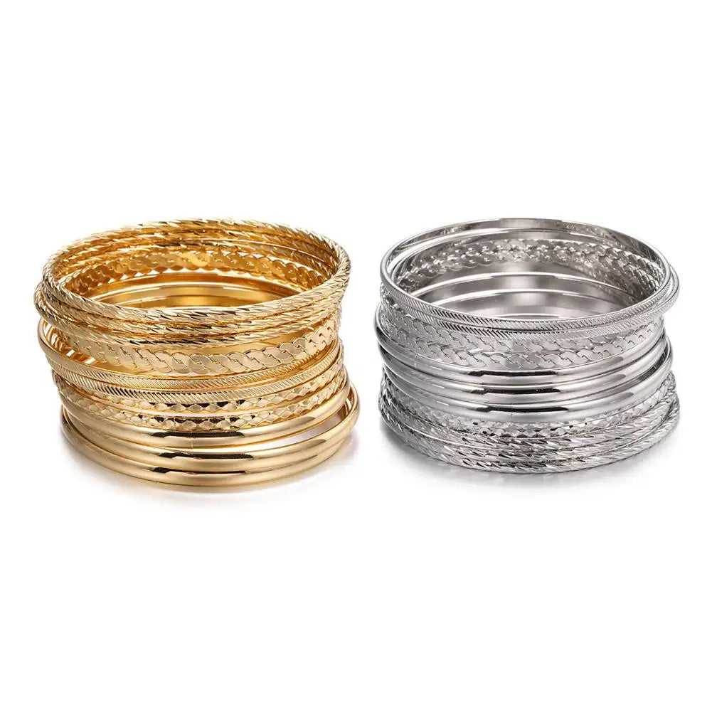 12pcs Punk Curb Cuban Chain Bracelets Set for Women Miami Boho Thick Gold Color Charm Bracelets Bangles Fashion Jewelry Y2C7