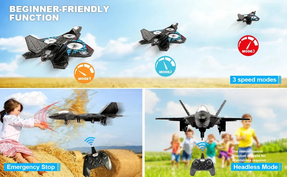 2.4G L0712 High - Performance RC Plane: Gravity - Sensing EPP Foam Fighter Glider Helicopter with Light, Ideal Gift for Boys